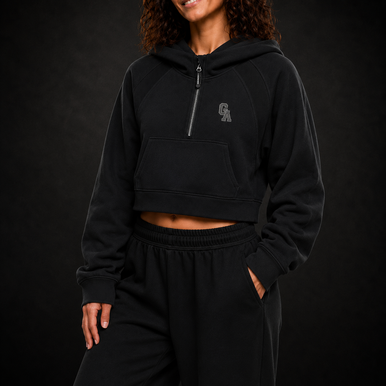 Cropped Half-Zip Hoodie