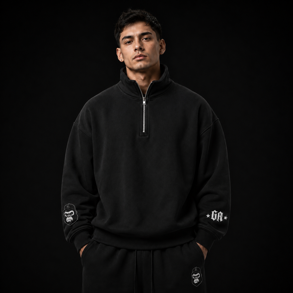 Quarter-Zip Drop Shoulder Sweatshirt