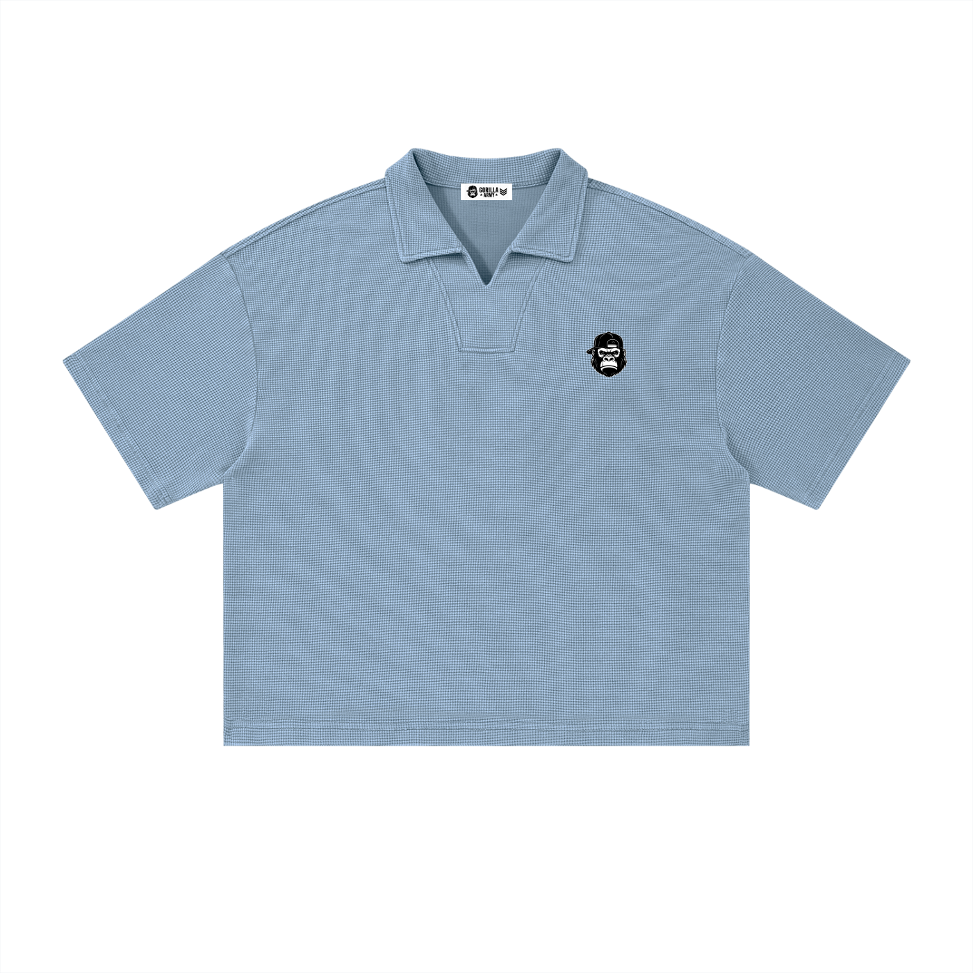 Unisex Vintage Wash Waffle Boxy Polo Shirt