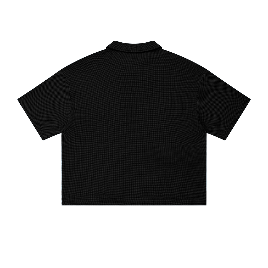 Unisex Vintage Wash Waffle Boxy Polo Shirt
