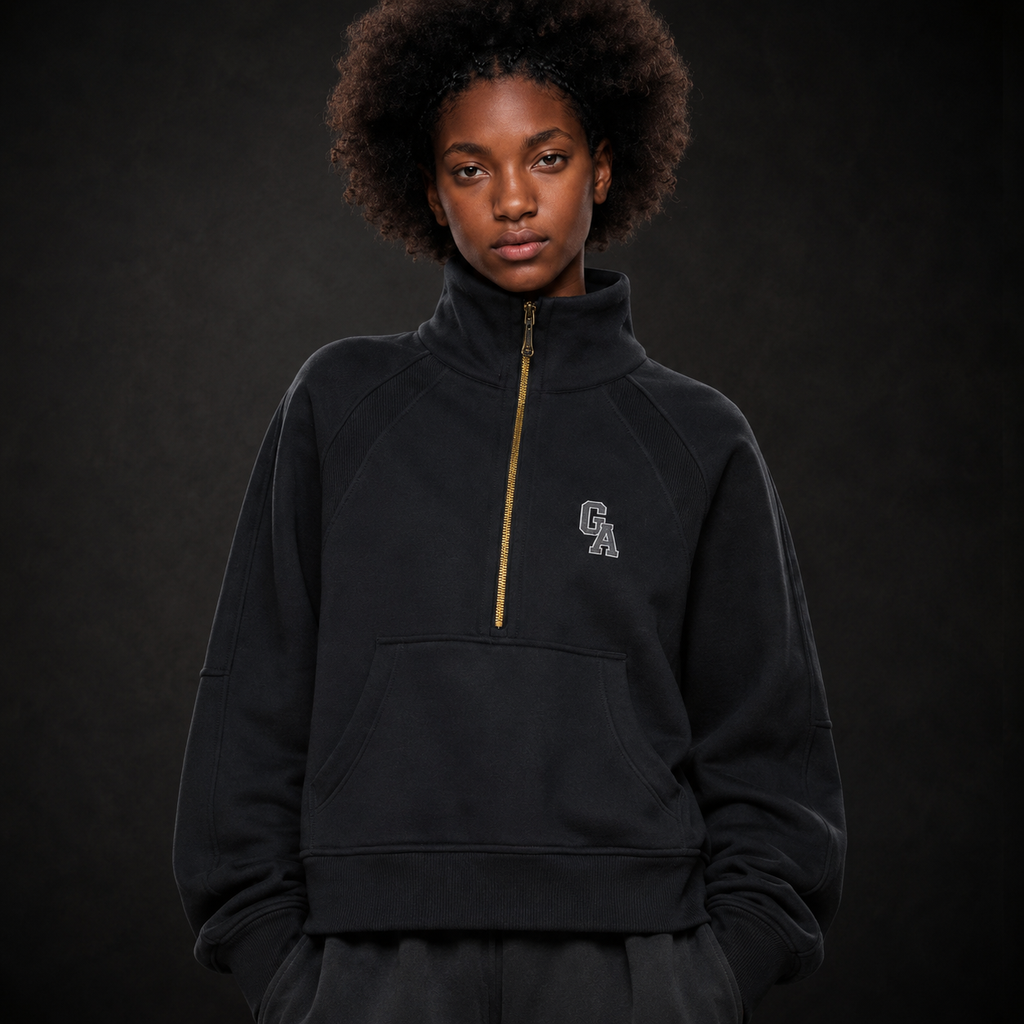 Cropped Half-Zip Sweatshirt
