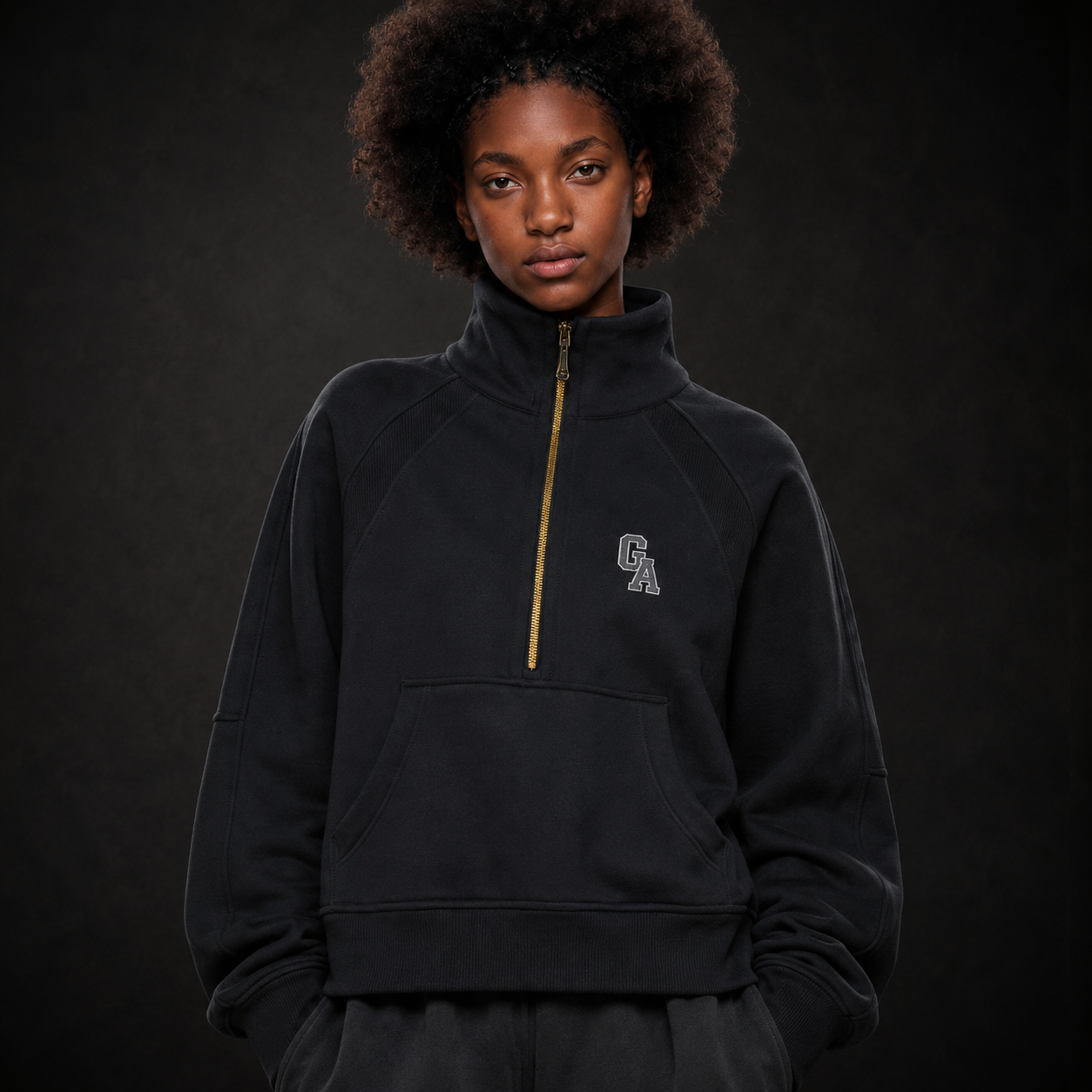 Cropped Half-Zip Sweatshirt