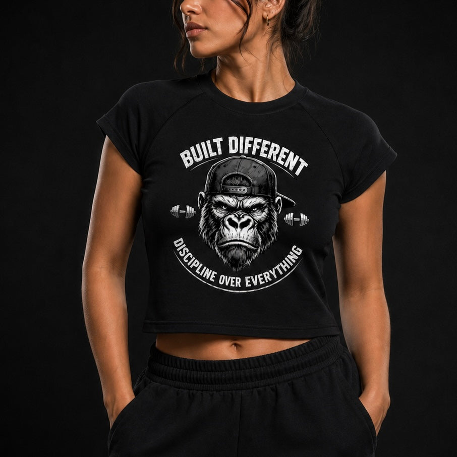 Built Different Raglan Sleeve Crop Top
