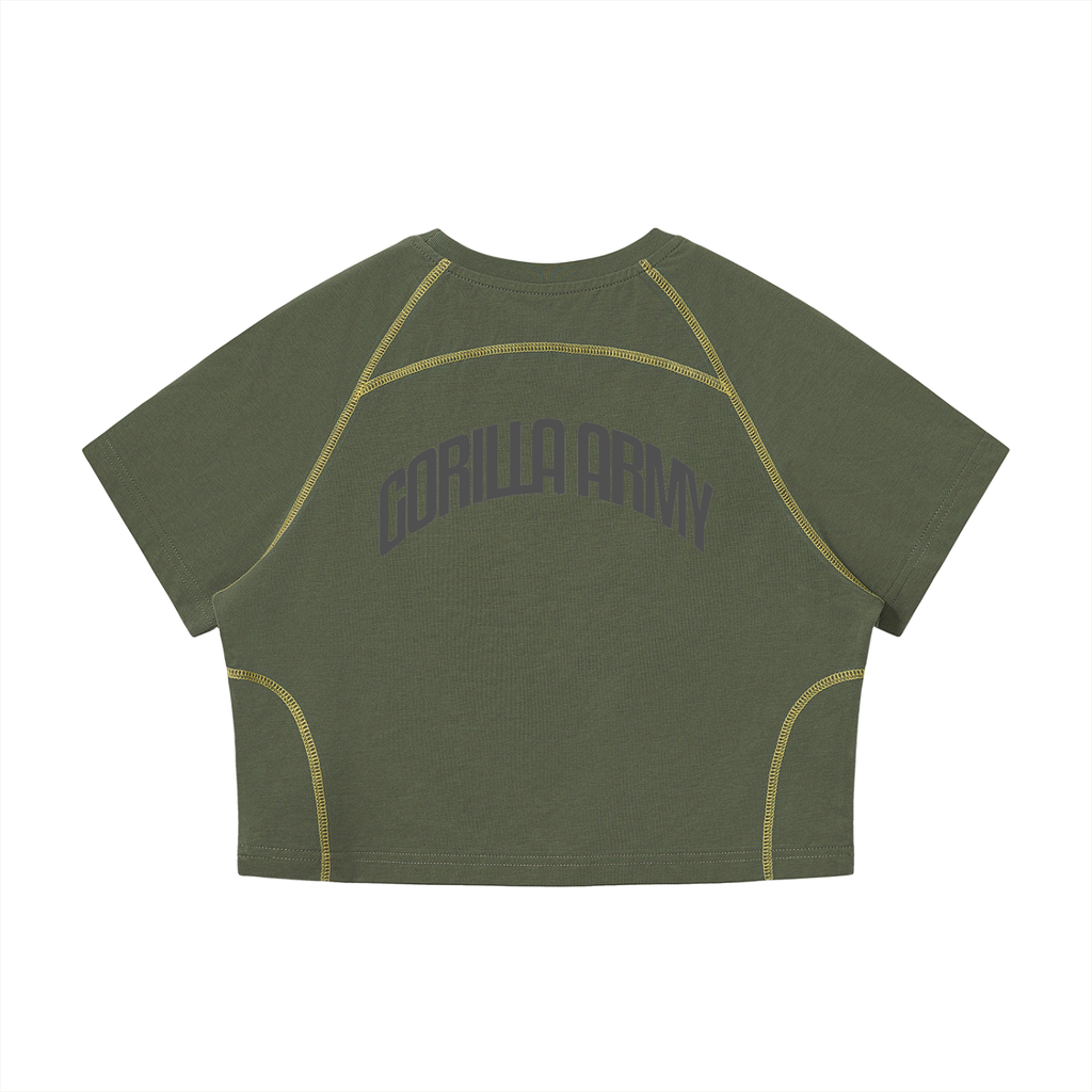 Women's Contrast Stitch Raglan Crop T-Shirt