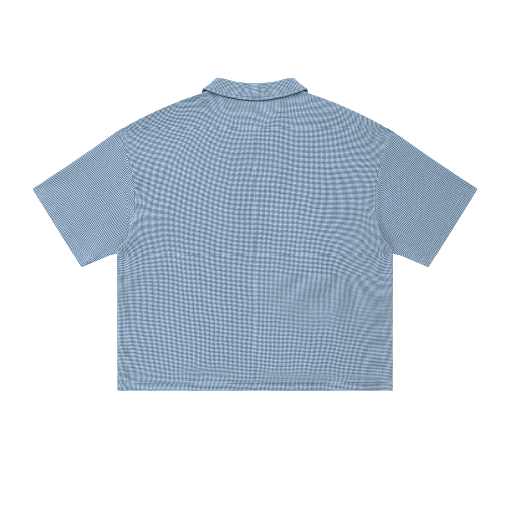 Unisex Vintage Wash Waffle Boxy Polo Shirt