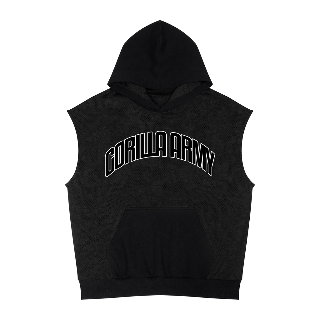 Unisex Panel Mesh Sleeveless Hoodie