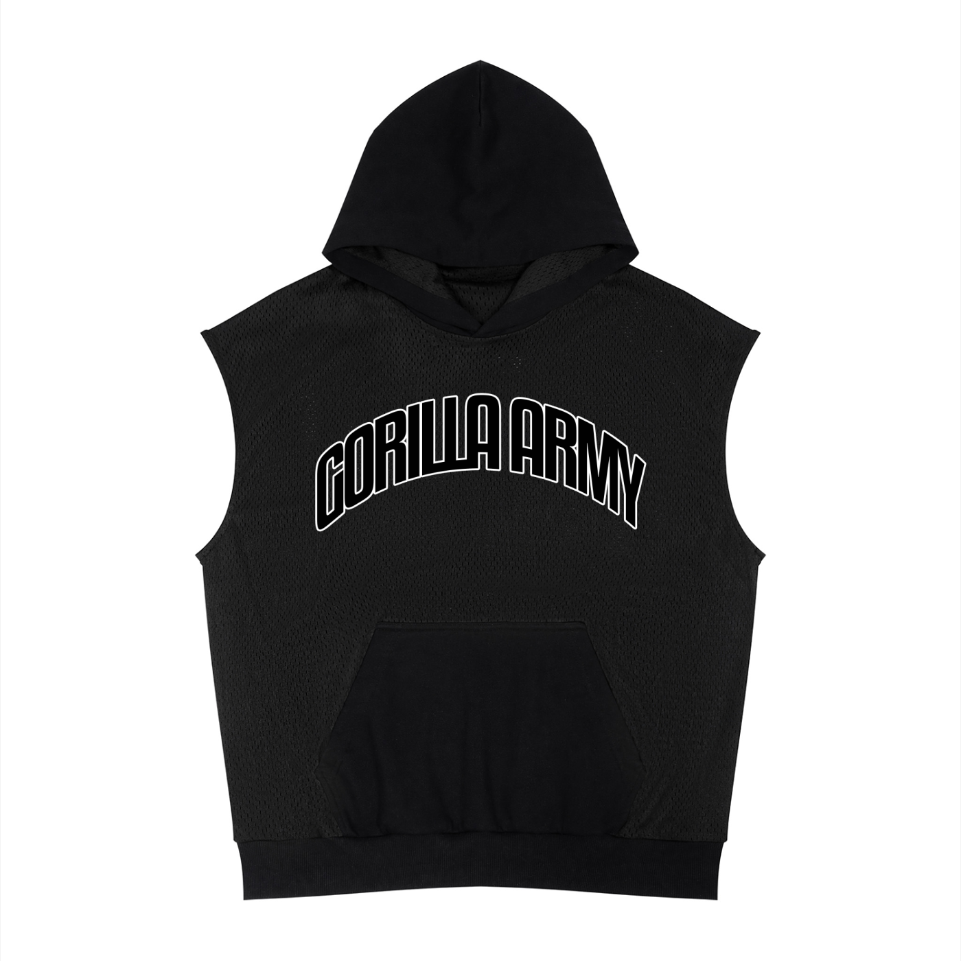 Unisex Panel Mesh Sleeveless Hoodie