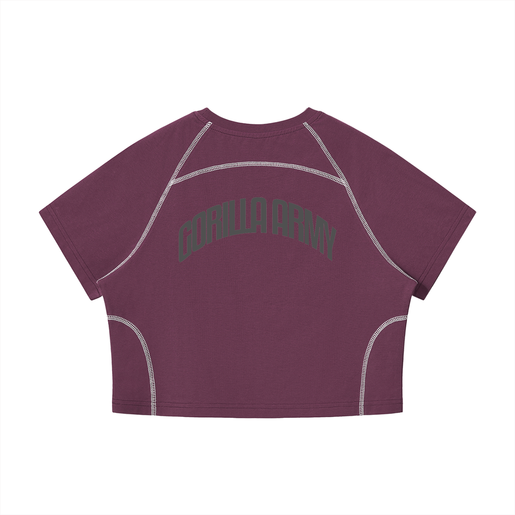 Women's Contrast Stitch Raglan Crop T-Shirt