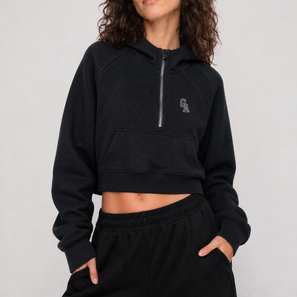 Cropped Half-Zip Hoodie