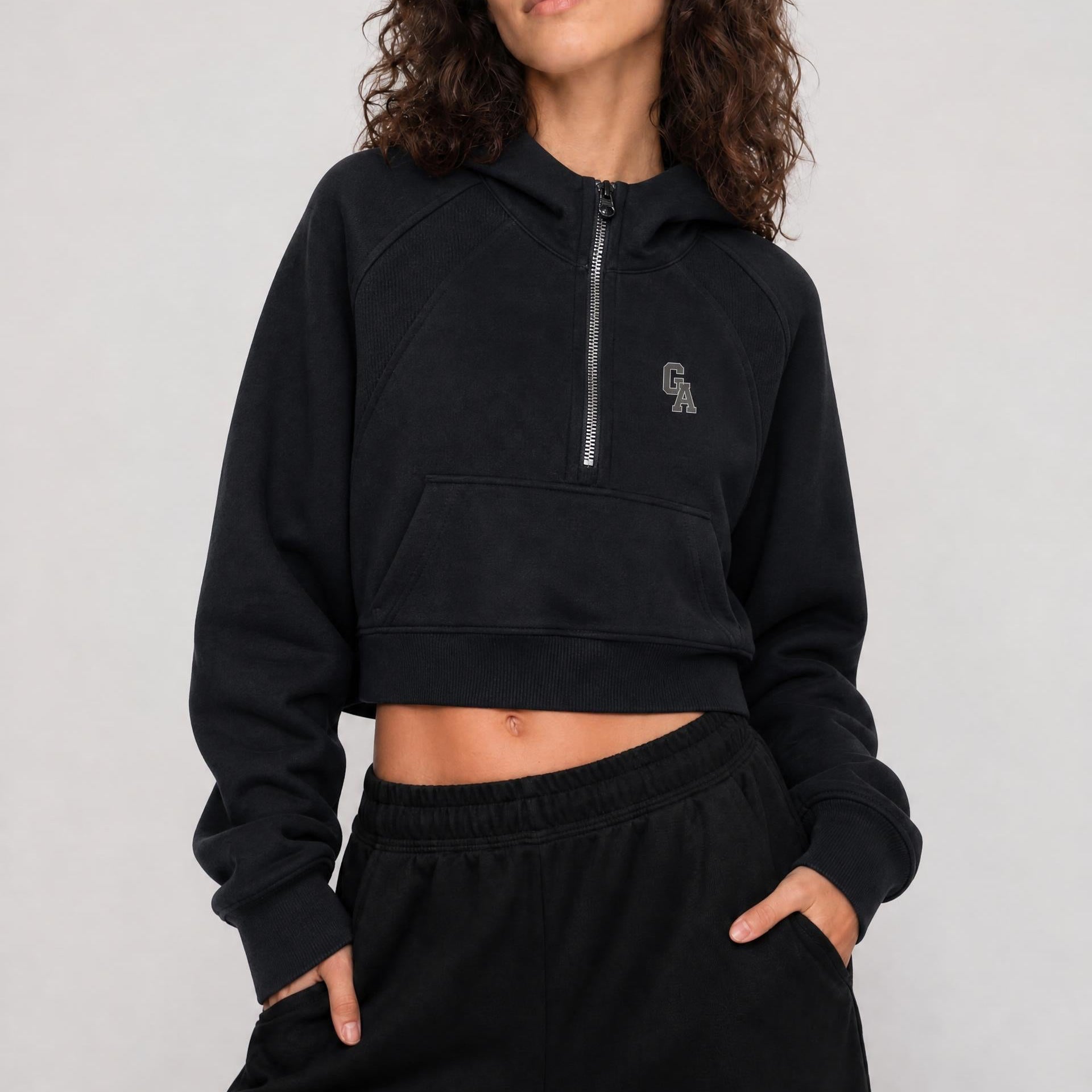 Cropped Half-Zip Hoodie