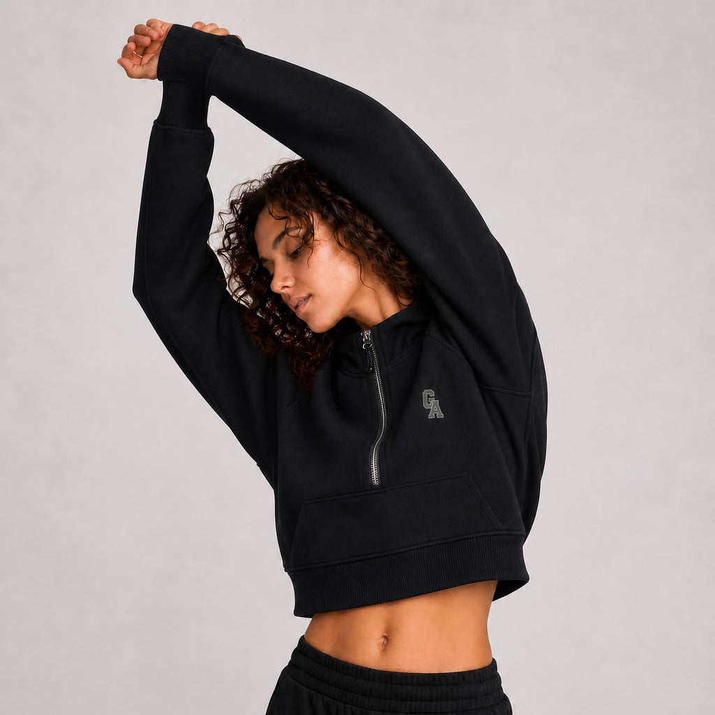 Cropped Half-Zip Hoodie