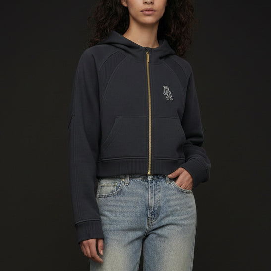 Cropped Zip-Through Hoodie
