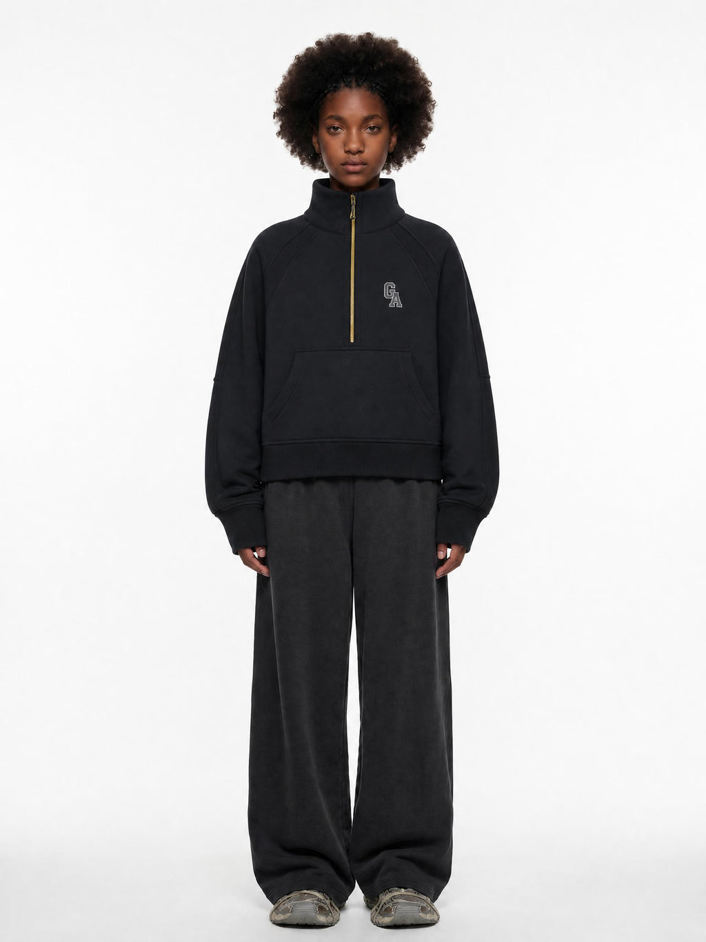 Cropped Half-Zip Sweatshirt