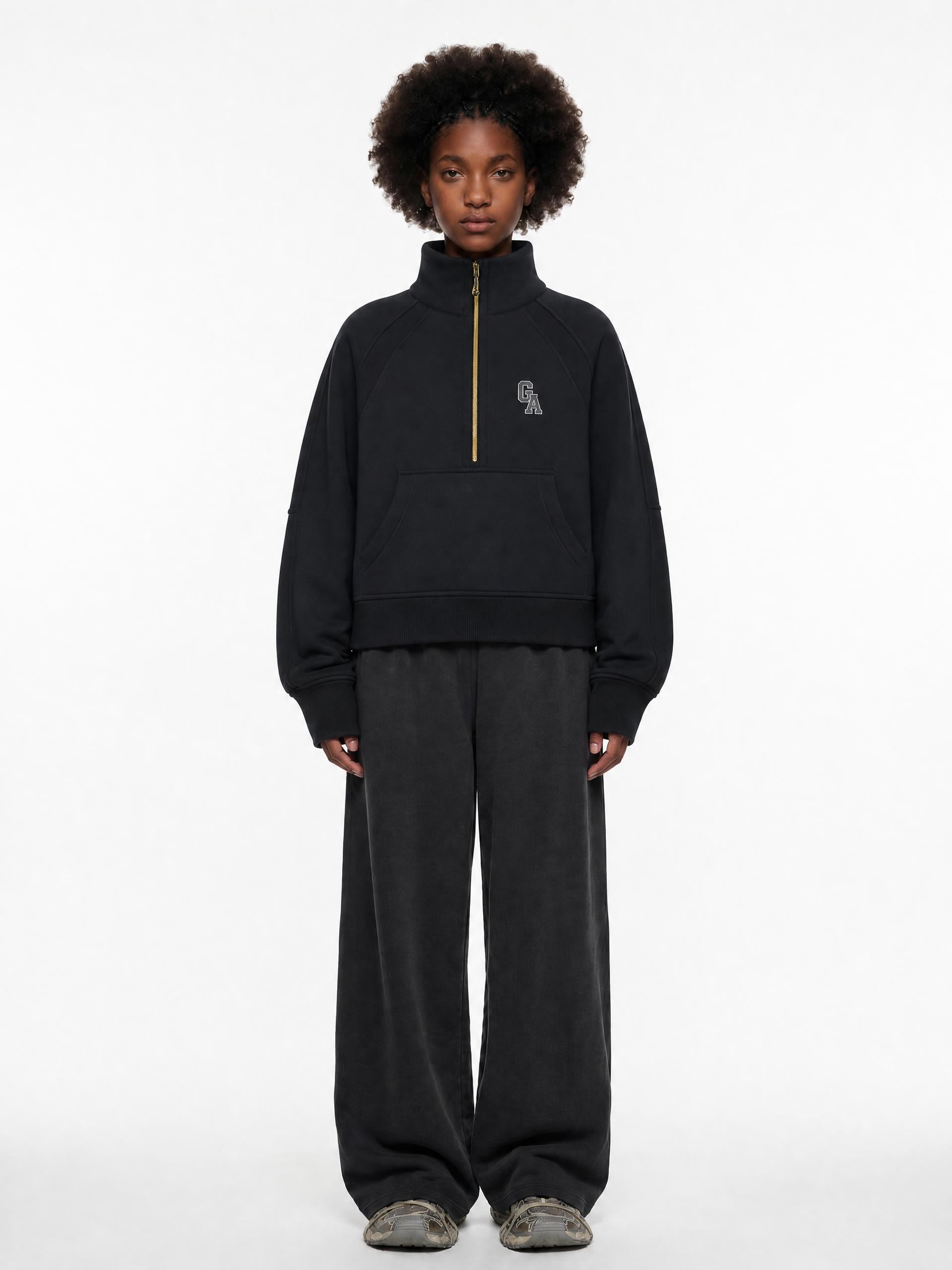 Cropped Half-Zip Sweatshirt