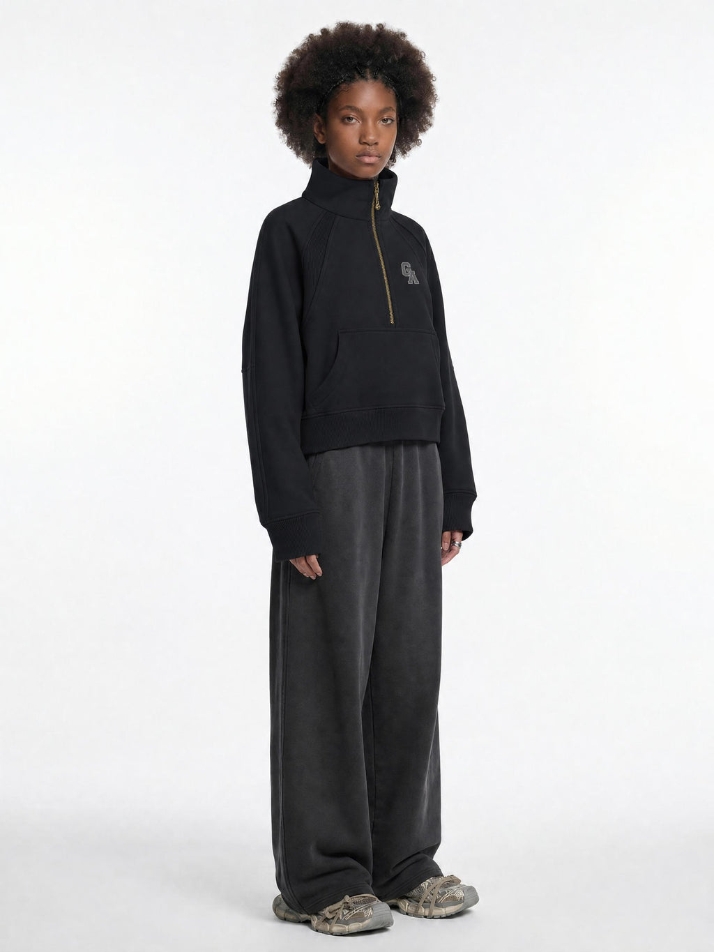 Cropped Half-Zip Sweatshirt